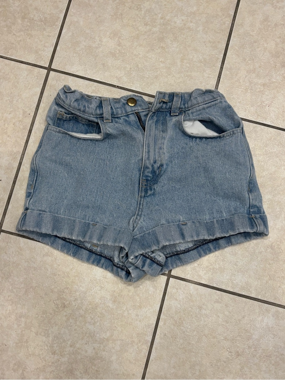 American Apparel Light Blue High-Waist Denim Shorts